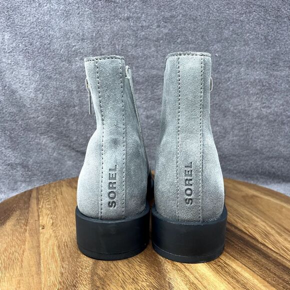 Sorel Emelie II Womens Size 7 Side Zip Waterproof Leather Booties Boots Gray - Picture 4 of 9